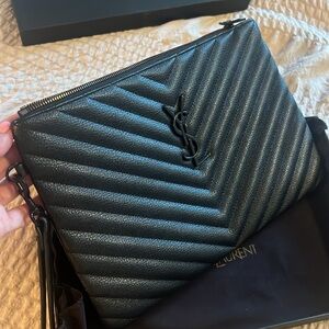 YSL Chevron matte envelope wristlet handbag purse